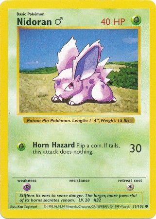 Nidoran (55/102) (Male) [Base Set Shadowless Unlimited] | Good Games Morley