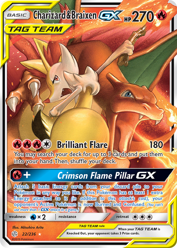 Charizard & Braixen GX (22/236) [Sun & Moon: Cosmic Eclipse] | Good Games Morley