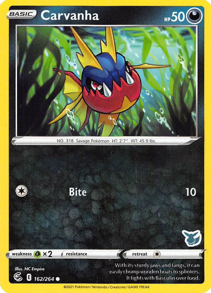 Carvanha (162/264) (Eevee Deck) [Battle Academy 2022] | Good Games Morley