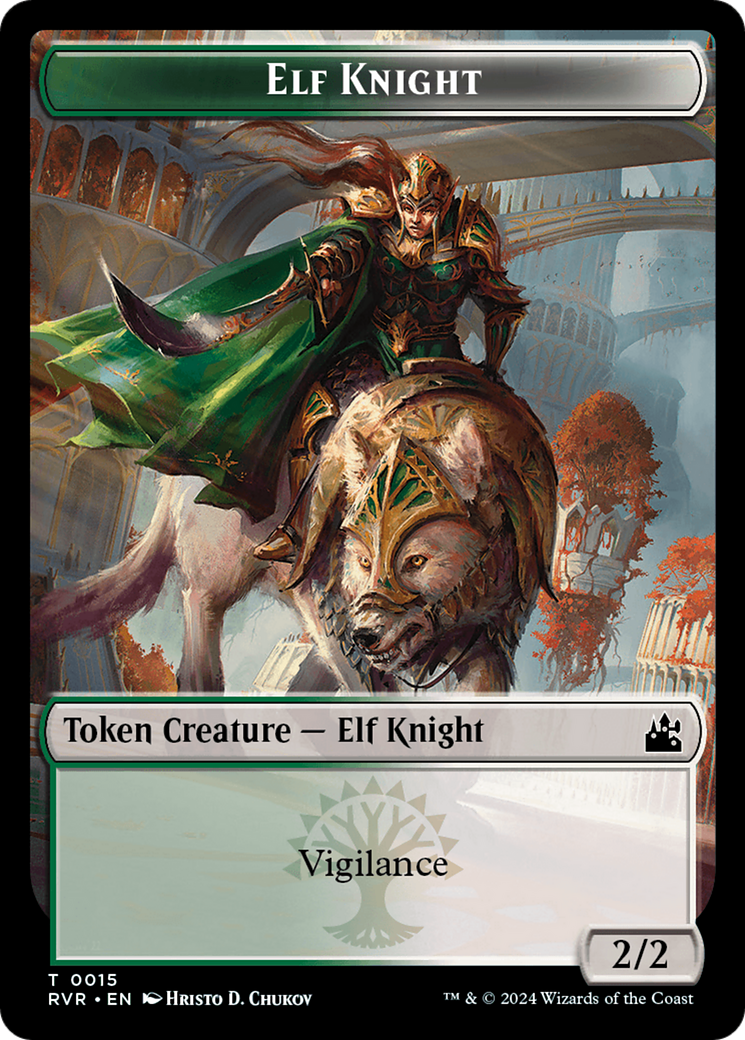 Elf Knight // Wurm Double-Sided Token [Ravnica Remastered Tokens] | Good Games Morley