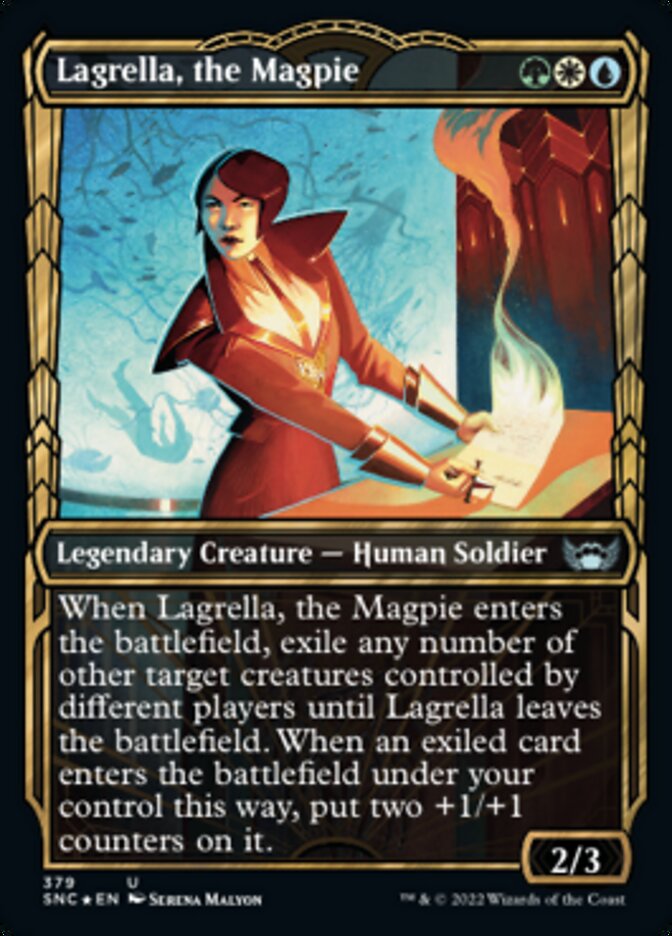 Lagrella, the Magpie (Showcase Golden Age Gilded Foil) [Streets of New Capenna] | Good Games Morley