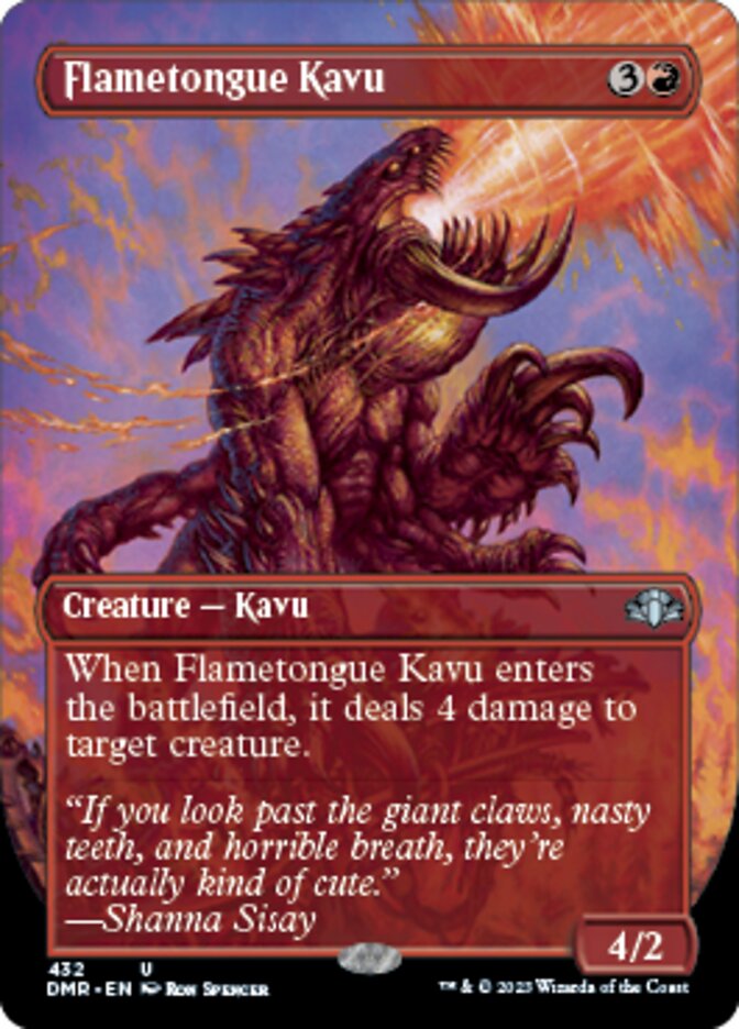 Flametongue Kavu (Borderless Alternate Art) [Dominaria Remastered] | Good Games Morley