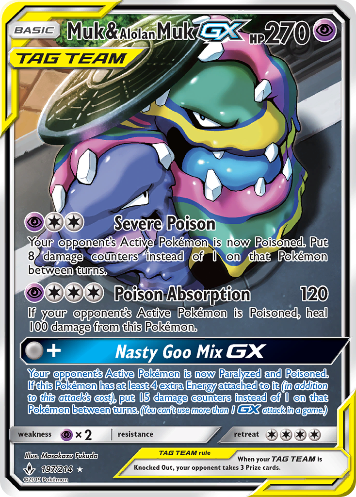 Muk & Alolan Muk GX (197/214) [Sun & Moon: Unbroken Bonds] | Good Games Morley