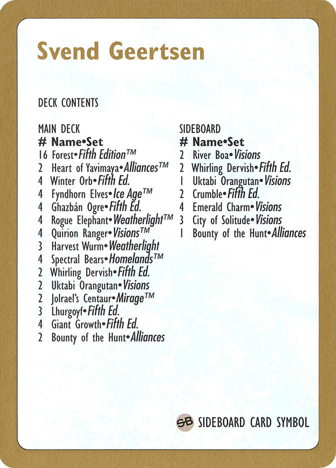 Svend Geertsen Decklist [World Championship Decks 1997] | Good Games Morley