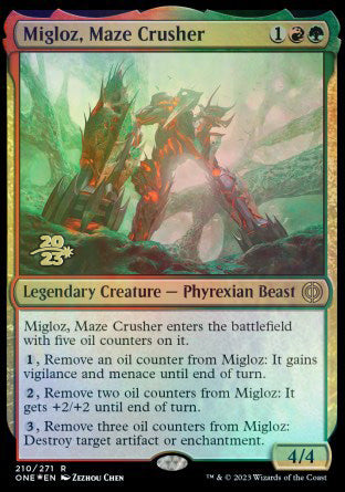 Migloz, Maze Crusher [Phyrexia: All Will Be One Prerelease Promos] | Good Games Morley
