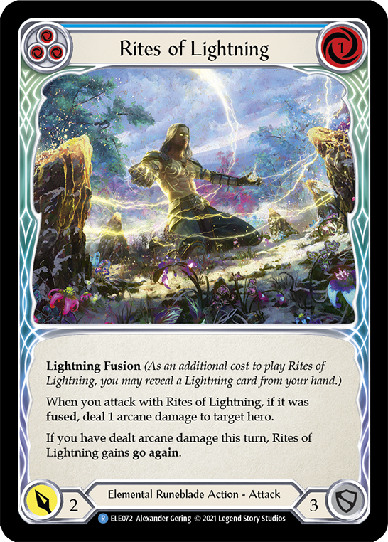 Rites of Lightning (Blue) [ELE072] (Tales of Aria)  1st Edition Rainbow Foil | Good Games Morley