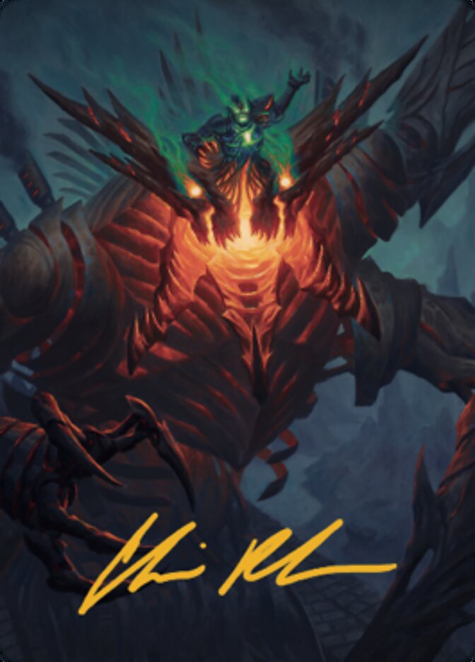 Mishra, Lost to Phyrexia Art Card (Gold-Stamped Signature) [The Brothers' War Art Series] | Good Games Morley