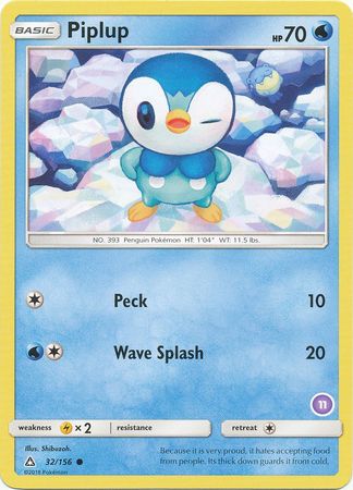 Piplup (32/156) (Deck Exclusive #11) [Sun & Moon: Trainer Kit - Alolan Sandslash] | Good Games Morley