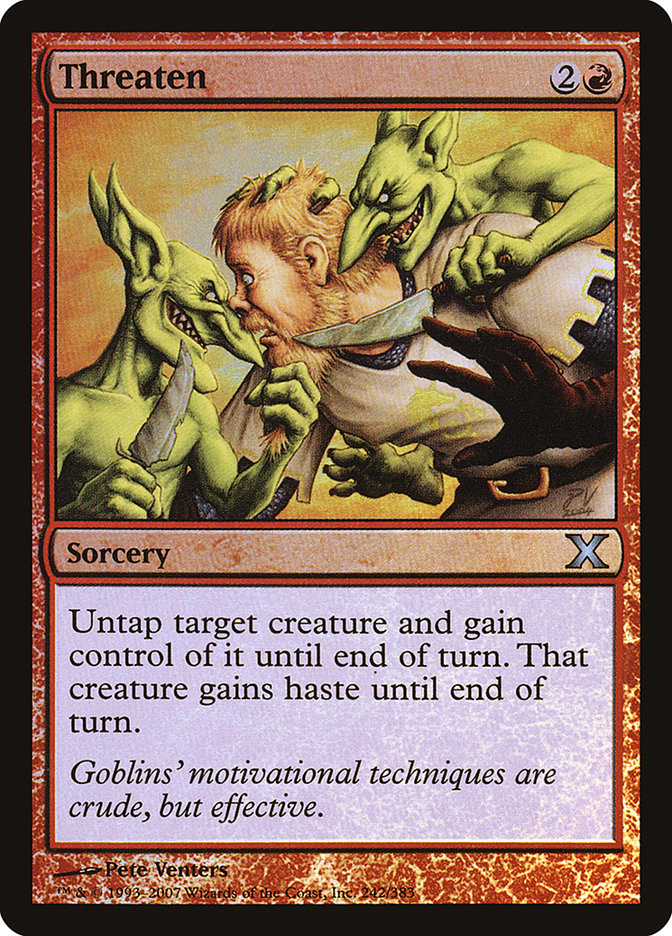 Threaten (Premium Foil) [Tenth Edition] | Good Games Morley