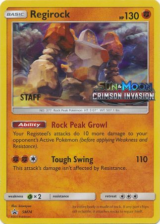 Regirock (SM74) (Staff Prerelease Promo) [Sun & Moon: Black Star Promos] | Good Games Morley