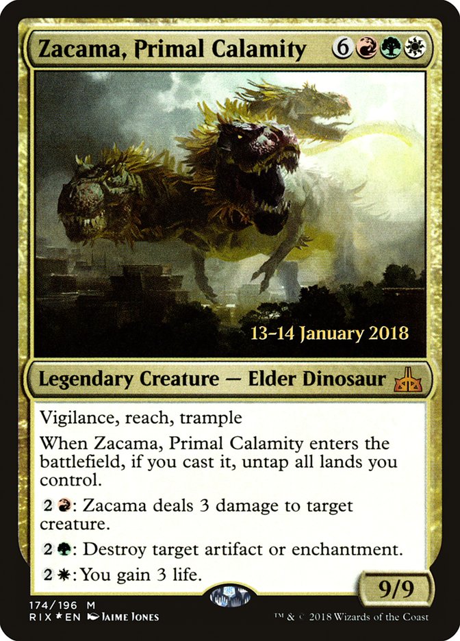 Zacama, Primal Calamity [Rivals of Ixalan Prerelease Promos] | Good Games Morley