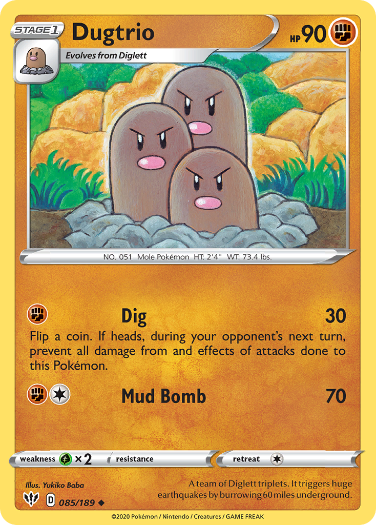 Dugtrio (085/189) [Sword & Shield: Darkness Ablaze] | Good Games Morley