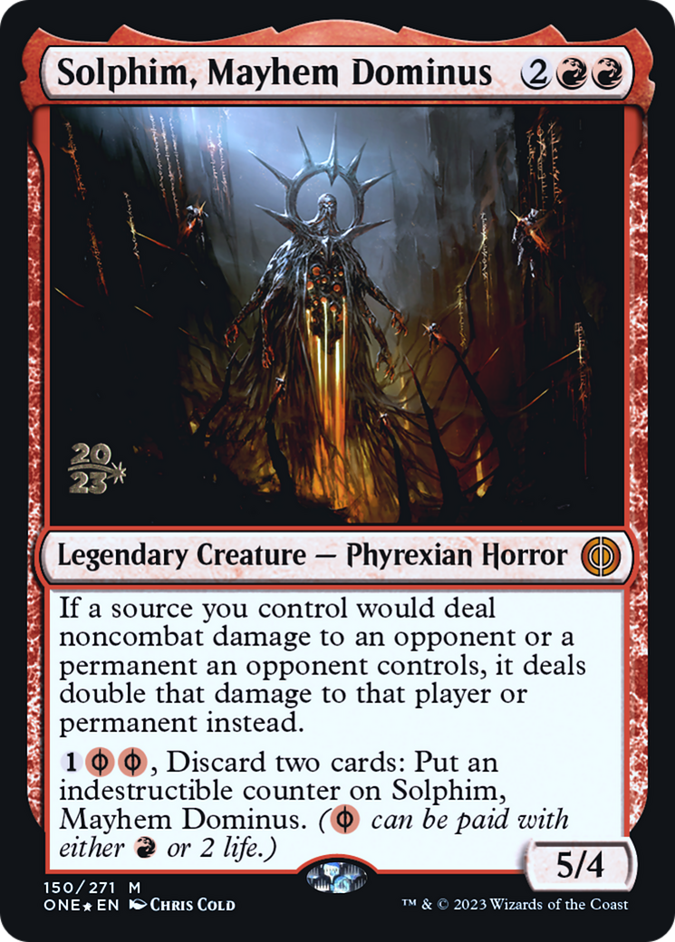 Solphim, Mayhem Dominus [Phyrexia: All Will Be One Prerelease Promos] | Good Games Morley