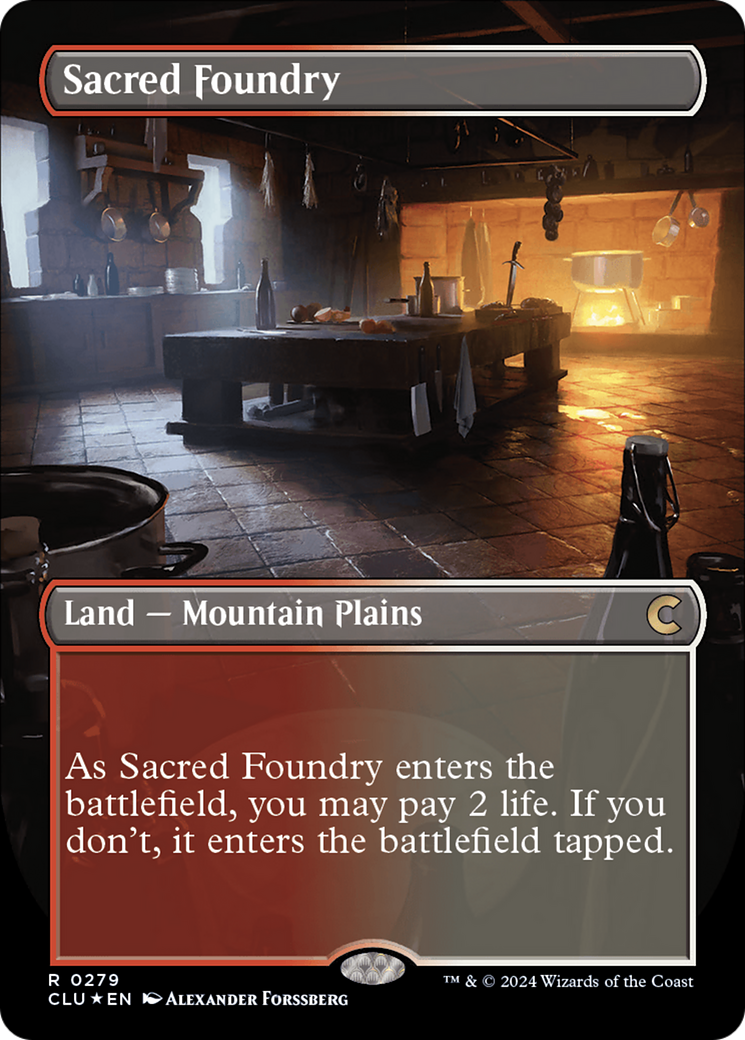 Sacred Foundry (Borderless) [Ravnica: Clue Edition] | Good Games Morley