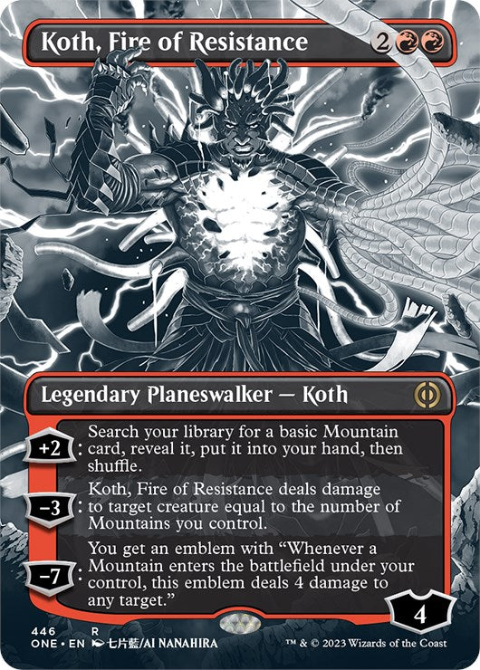 Koth, Fire of Resistance (Borderless Manga Step-and-Compleat Foil) [Phyrexia: All Will Be One] | Good Games Morley