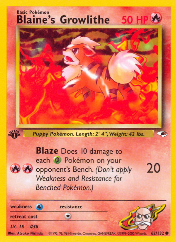 Blaine's Growlithe (62/132) [Gym Heroes 1st Edition] | Good Games Morley