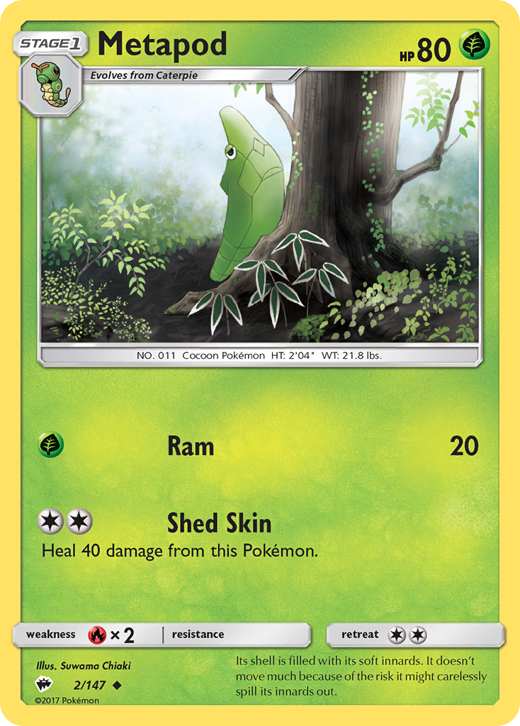 Metapod (2/147) [Sun & Moon: Burning Shadows] | Good Games Morley