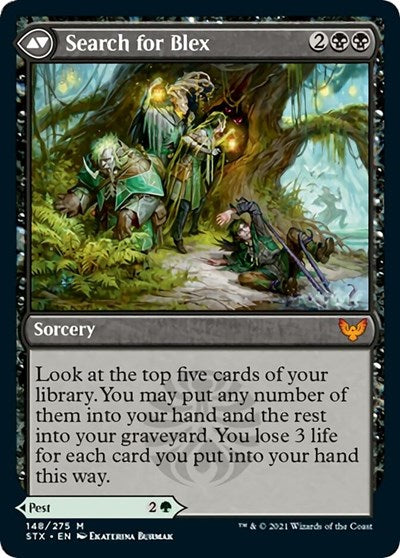 Blex, Vexing Pest // Search for Blex [Strixhaven: School of Mages Prerelease Promos] | Good Games Morley