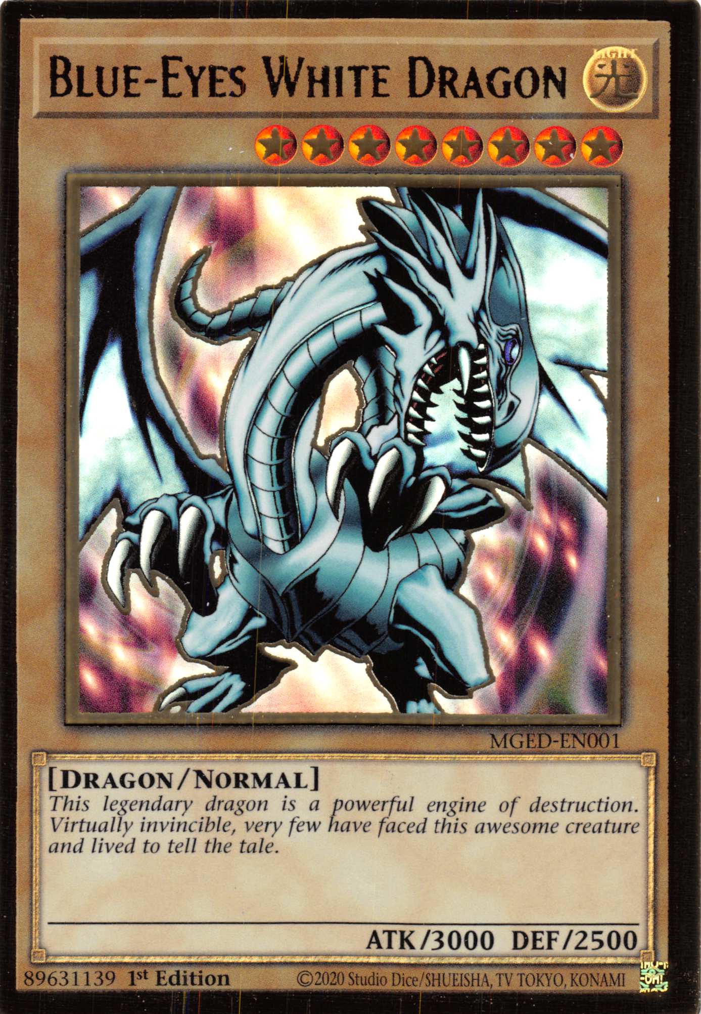 Blue-Eyes White Dragon (Alternate Art) [MGED-EN001] Gold Rare | Good Games Morley
