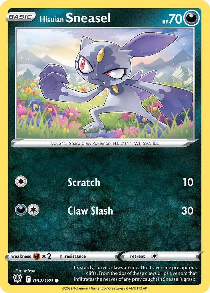 Hisuian Sneasel (092/189) (Theme Deck Exclusive) [Sword & Shield: Astral Radiance] | Good Games Morley