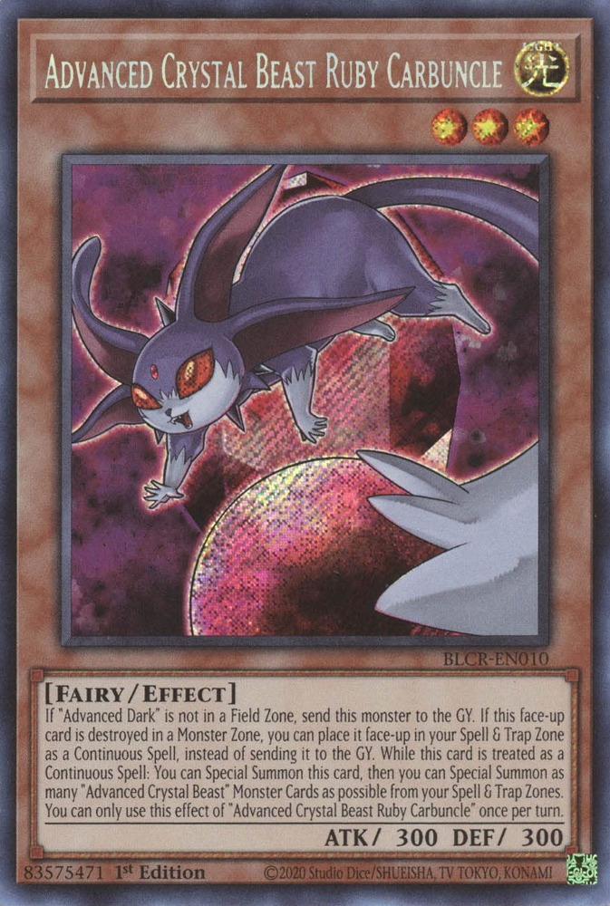 Advanced Crystal Beast Ruby Carbuncle [BLCR-EN010] Secret Rare | Good Games Morley