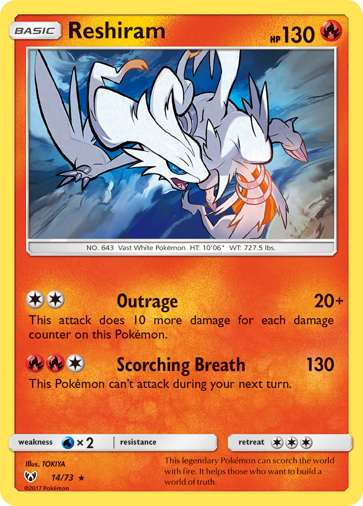 Reshiram (14/73) [Sun & Moon: Shining Legends] | Good Games Morley