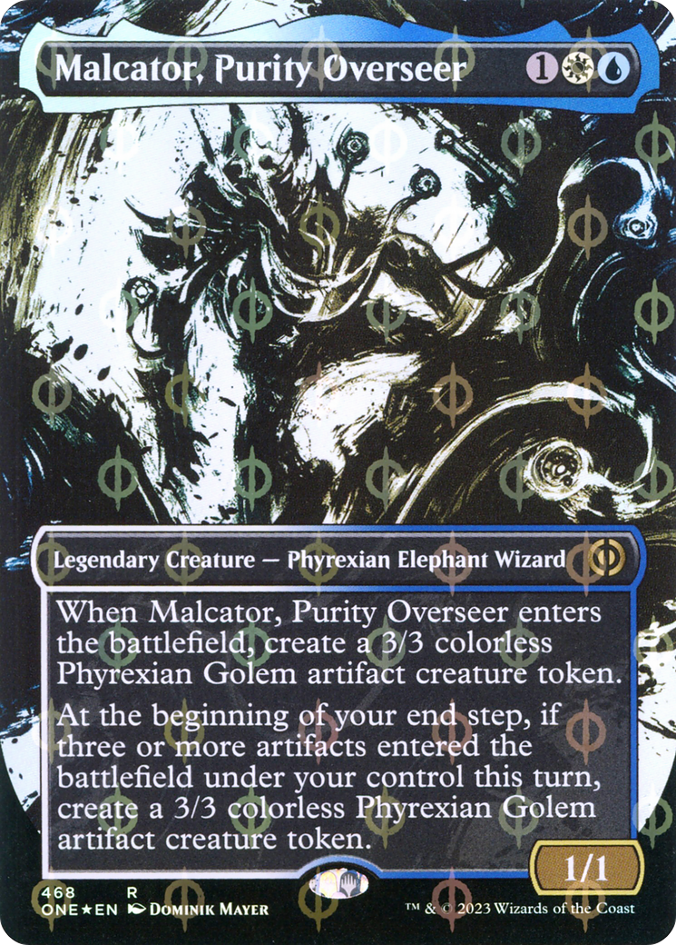 Malcator, Purity Overseer (Borderless Ichor Step-and-Compleat Foil) [Phyrexia: All Will Be One] | Good Games Morley