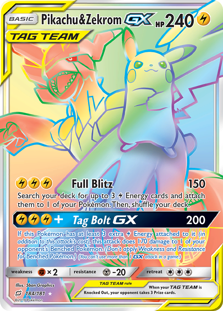 Pikachu & Zekrom GX (184/181) [Sun & Moon: Team Up] | Good Games Morley