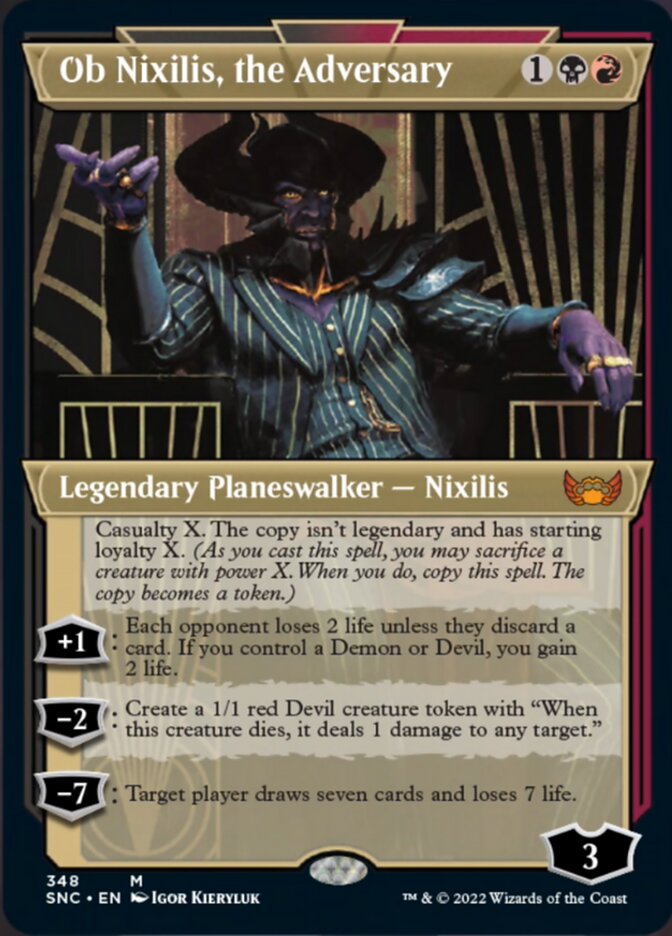 Ob Nixilis, the Adversary (Showcase Art Deco) [Streets of New Capenna] | Good Games Morley