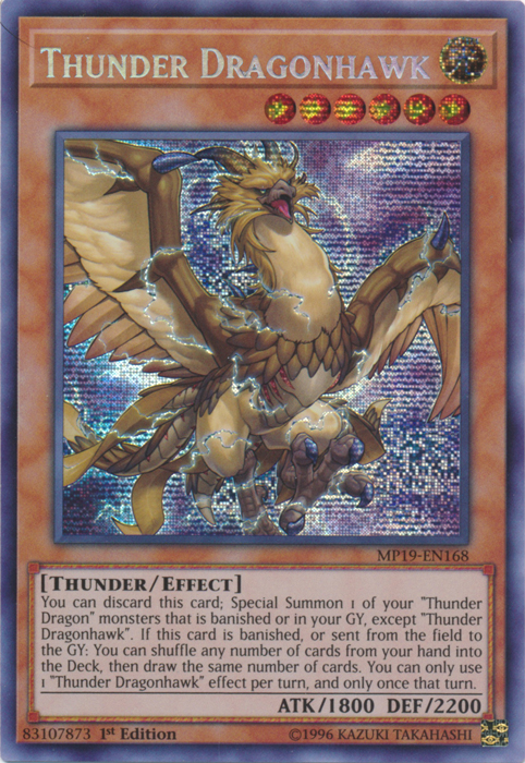 Thunder Dragonhawk [MP19-EN168] Prismatic Secret Rare | Good Games Morley