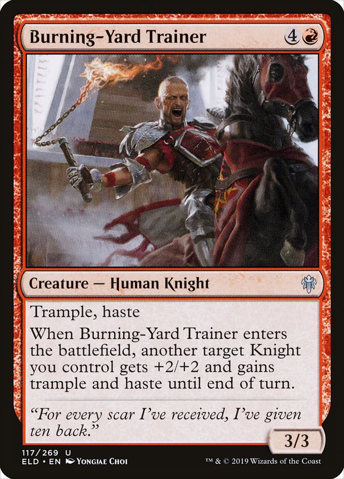 Burning-Yard Trainer [Throne of Eldraine] | Good Games Morley