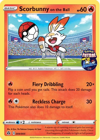 Scorbunny on the Ball (004/005) [Pokemon Futsal Collection] | Good Games Morley