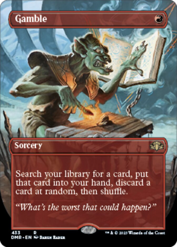 Gamble (Borderless Alternate Art) [Dominaria Remastered] | Good Games Morley
