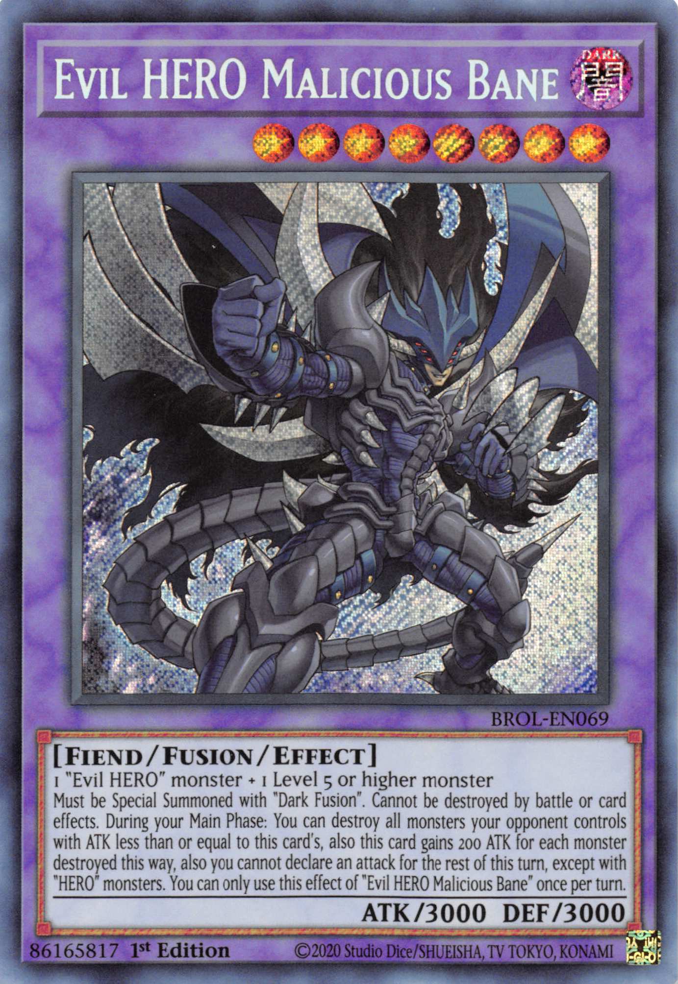 Evil HERO Malicious Bane [BROL-EN069] Secret Rare | Good Games Morley