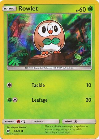 Rowlet (9/149) (Water Web Holo) [Sun & Moon: Base Set] | Good Games Morley